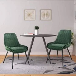 EUGAD Esszimmerstuhl (2 Stück), Polsterstuhl Küchenstuhl Wohnzimmerstuhl mit Rückenlehne, Sitzfläche aus Samt, Retrostuhl mit Metallbeine für Esszimmer Wohnzimmer, Schwarz Dunkelgrau, Dunkelgr&uuml;n -TischStuhl Verkäufe ee954d2a 61ce 538c 9756 29009a6112ca