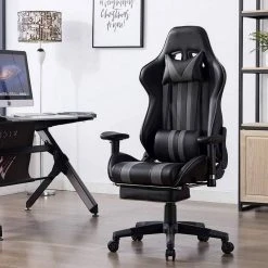 EUGAD Gaming-Stuhl (1 Stück), mit Fußstütze Racing Stuhl Drehstuhl Bürostuhl Schreibtischstuhl PC Stuhl mit Wippfunktion Höhenverstellbar Kunstleder Weiß Grau, Rot, Wei&szlig; -TischStuhl Verkäufe eec527d1 b19d 48b4 81e2 f6a19b76bef6