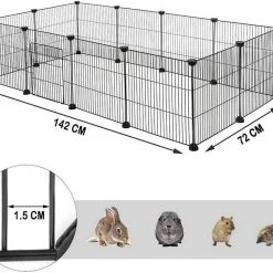 EUGAD Freigehege, Freigehege für Kaninchen Hasen Meerschweinchen Welpenauslauf Kleintiergehege Laufgitter mit Tür DIY 12 Platten Schwarz 142 x 72 x 36 cm -TischStuhl Verkäufe eed6796f ee35 5353 bad8 258ddf901c34