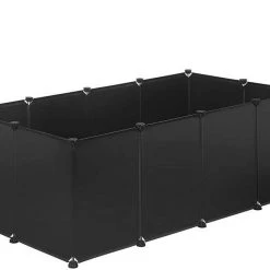 EUGAD Freigehege, Freigehege für Kaninchen Hasen Meerschweinchen Welpenauslauf DIY, 12 Platten 145 x 75 x 46 cm Grau, Schwarz, Transparent, Weiß