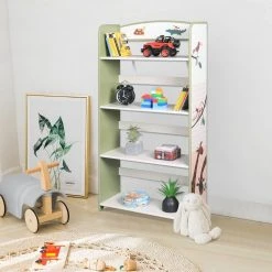 EUGAD Bücherregal, 1-tlg., Kinderregal, Bücher-Organizer mit 4 Ablagen, Zoomotive im Kinderzimmer aus MDF, Grün -TischStuhl Verkäufe efe1df2b 39fe 4094 8f4a 2743d029f550