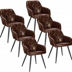 EUGAD Esszimmerstuhl, 6er-Set Esszimmerstuhl aus Kunstleder Metallbeine Schwarz Dunkelbraun -TischStuhl Verkäufe f093147c 2022 4c08 a4d2 c8cb742eca7b