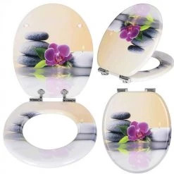 EUGAD WC-Sitz (1-St), Toilettensitz, WC Sitz mit Absenkautomatik, MDF, Holz, Softclose Scharnier Gr&uuml;ne Bl&auml;tter, Holzfarbe, Lilie, Seestern, Seestern Am Strand, Seestern Sonnenuntergang, Stone, &lrm;Lila Blume und Stones -TischStuhl Verkäufe f09e0bc5 fc13 4446 9116 a41bb4a9d8d3
