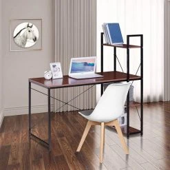 EUGAD Schreibtisch, Bürotisch mit Ablage Holz Stahl 120x64x120cm (BxTxH) Hell Eiche+schwarz Dunkel Buche-Schwarz, Hell Eiche-Schwarz, Hell Eiche-Wei&szlig; -TischStuhl Verkäufe f26b6fcd 62eb 554f b4e6 39edfd6fabfa