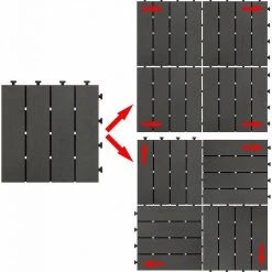 EUGAD WPC-Fliesen, 22 Stück WPC Terrassenfliesen in T-Form 30x30cm Dunkelgrau Anthrazit, Braun, Hellgrau -TischStuhl Verkäufe f287e0b4 808f 578a 8aa1 a8623aab9b9c