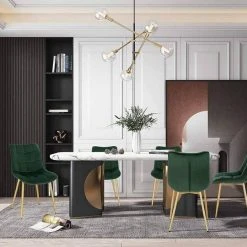 EUGAD Esszimmerstuhl, 6er-Set Küchenstühle Wohnzimmerstuhl mit Rückenlehne, Samt Sitzfläche, Gold Beine Schwarz Dunkelgrün, Grau, Rosa -TischStuhl Verkäufe f43394a2 e9bd 5b14 a4b5 f77b14e02f1e