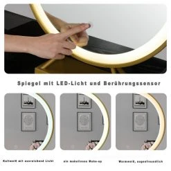 EUGAD Schminktisch (1-St), Schminktisch mit LED-Beleuchtung in 3 Farben, Kosmetiktisch mit Spiegel und Hocker, 5 Schubladen, 100x40x140cm, Modern Kosmetiktisch Weiß Schwarz, Wei&szlig; -TischStuhl Verkäufe f45bfa2c 7100 48fd 82e5 f0c80f13a1c6