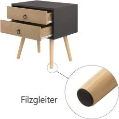 EUGAD Nachttisch, 2er-Set Beistelltisch mit 2 Schubladen Nachtkommode Nachtschrank Holzbeine MDF 46x35x50cm Weiß Grau, Wei&szlig; -TischStuhl Verkäufe f470d08b 10e5 5b78 8568 8adeebd43005