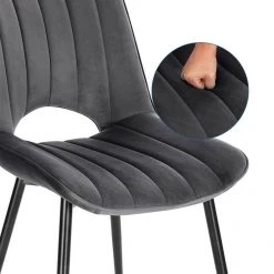 EUGAD Esszimmerstuhl (2 Stück), Küchenstuhl, Polsterstuhl, Wohnzimmerstuhl ohne Armlehne, Metallbeine, Samt, Dunkelgrau Hellgrau, Schwarz -TischStuhl Verkäufe f59eb96a 08bc 4cb7 ad7d 5822e1e85549