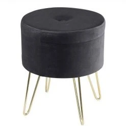 EUGAD Sitzhocker, Samthocker mit Stauraum, rund, mit stabilen goldenen Metallfüßen, Türkis Dunkelgrau, Dunkelgrün, Hellgrau, Rosa, Türkis -TischStuhl Verkäufe f60c440d c91c 59b3 9e6e 233811ab0f99