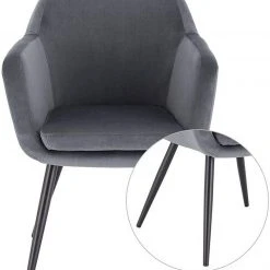 EUGAD Polsterstuhl (1 Stück), Küchenstuhl Samt Stuhl Sessel mit Armlehne, Metallbeine, für Esszimmer Wohnzimmer, Schwarz Dunkelgrau -TischStuhl Verkäufe f6c63026 6e30 49ca 858b 892b174ba4a8