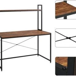 EUGAD Schreibtisch, PC-Tisch Bürotisch Arbeitstisch mit Bücherregal Holz 120x60x140 cm Schwarz-Marmor Schwarz-Vintage -TischStuhl Verkäufe f728eac0 c15d 588b b6b7 15b73ddc69cf