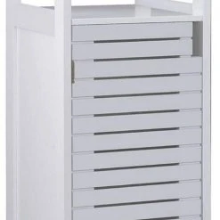 EUGAD Badkommode (1 St), Badschrank Badregal Nachttisch Nachtkommode Eckschrank Eckkommode Medizinschrank Holz, weiß 30x30x78cm