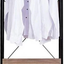 EUGAD Kleiderständer, Garderobenständer mit 2 Ablagen Holz Metall Schwarz-Hell Eiche Schwarz-Vintage, Wei&szlig;-Eiche -TischStuhl Verkäufe f7cd5bcc c349 5b22 987b c031033b3219