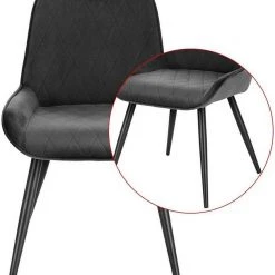 EUGAD Esszimmerstuhl (2 Stück), Polsterstuhl Küchenstuhl Wohnzimmerstuhl mit Rückenlehne, Sitzfläche aus Samt, Retrostuhl mit Metallbeine für Esszimmer Wohnzimmer, Schwarz Dunkelgrau, Dunkelgr&uuml;n -TischStuhl Verkäufe f8a8a4e4 ca92 52b1 8240 a0f6564573e1