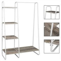 EUGAD Garderobenständer, Kleiderständer,mit Regal, Metall, Holz,im Flur, Wohnzimmer, Dunkelbraun-Schwarz Eiche-Weiß, Sand-Weiß -TischStuhl Verkäufe fbc652bc 83d0 5def 94cd 286363626398