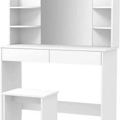 EUGAD Schminktisch, Schminktisch mit Spiegel und Hocker, Hochglanz Kosmetiktisch Weiß 7 EUGAD Schminktisch, Schminktisch mit Spiegel und Hocker, Hochglanz Kosmetiktisch Weiß -TischStuhl Verkäufe fbf84214 1492 57a5 9a5a 7d684e4ada06