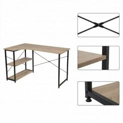 EUGAD Schreibtisch, Computertisch Büromöbel Couchtisch mit Ablage Holz Stahl Schwarz+Beigebraun Industrie-design -TischStuhl Verkäufe fca467ba a361 5906 abe6 e4c4d927bc63