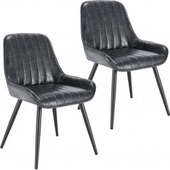 EUGAD Esszimmerstuhl, 2 Stücke Esszimmerstuhl Küchenstuhl Kunstleder Braun, Dunkelbraun, Dunkelgrün, Grau, Schwarz