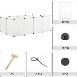 EUGAD Freigehege, Freigehege für Kaninchen Hasen Meerschweinchen Welpenauslauf DIY, 12 Platten 145 x 75 x 46 cm Grau, Schwarz, Transparent, Weiß -TischStuhl Verkäufe fe0a01ed ded9 5cb7 8d2b 4390de6eacf9
