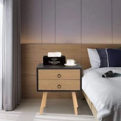 EUGAD Nachttisch, 2er-Set Beistelltisch mit 2 Schubladen Nachtkommode Nachtschrank Holzbeine MDF 46x35x50cm Weiß Grau, Wei&szlig; -TischStuhl Verkäufe fe6638a6 9f7e 50b3 9477 b4dfd38f3ec6