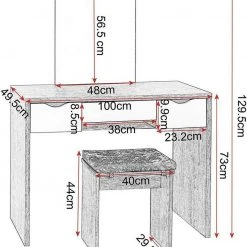 EUGAD Schminktisch, mit Hocker einem große Spiegel und 3 großen Schubladen Weiß-Eiche Eiche-Wei&szlig;, Wei&szlig;, Wei&szlig;-Eiche -TischStuhl Verkäufe ff21f056 8c34 5c3f a9a2 5966cb78fb04