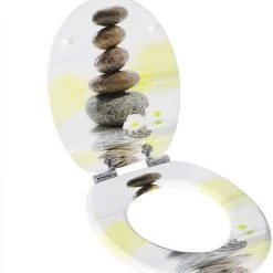 EUGAD WC-Sitz (1-St), Toilettensitz, WC Sitz mit Absenkautomatik, MDF, Holz, Softclose Scharnier Gr&uuml;ne Bl&auml;tter, Holzfarbe, Lilie, Seestern, Seestern Am Strand, Seestern Sonnenuntergang, Stone, &lrm;Lila Blume und Stones -TischStuhl Verkäufe ff9c181f 9c31 436d 8b23 c95167c80402